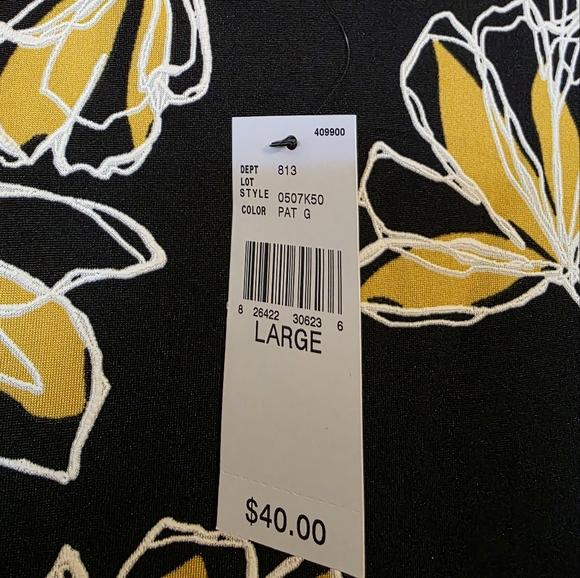 AB Studio Black Dress with Yellow Floral Design Size Large - Picture 3 of 4
